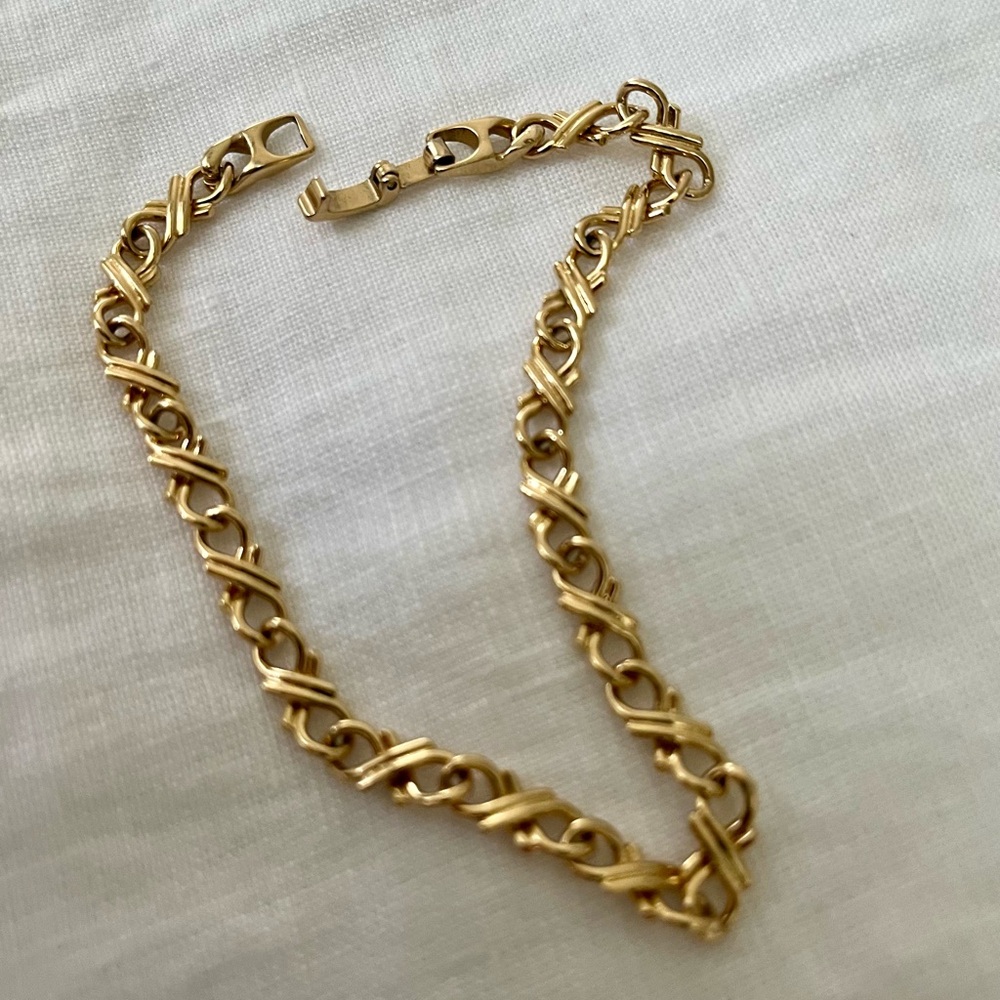 Vintage Shiny Gold Tone Chain Bracelet Linked X